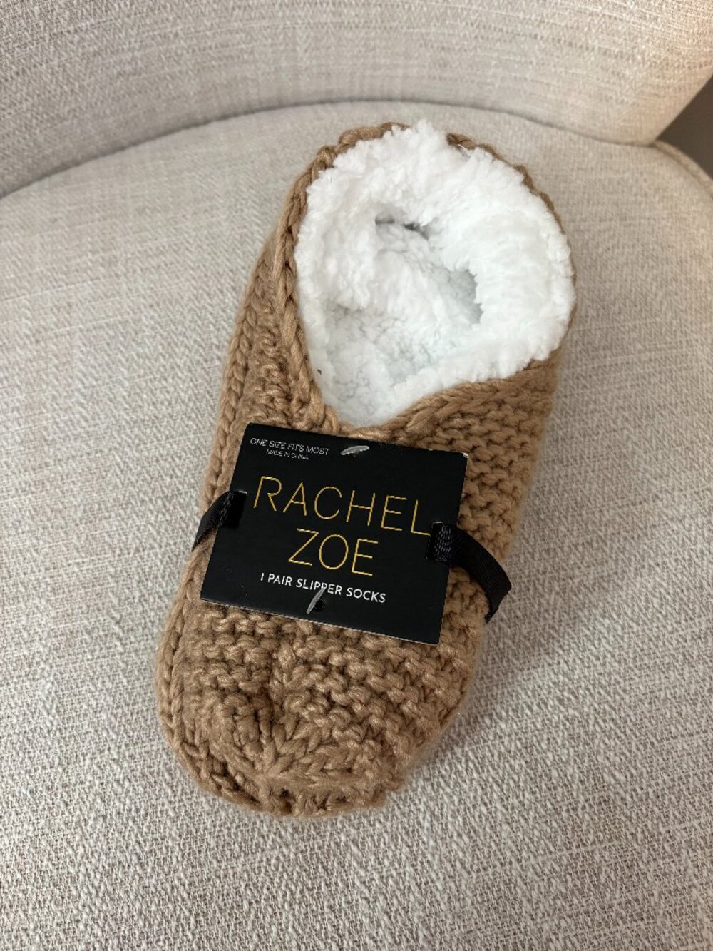 Rachel Zoe Light Brown Slipper Socks